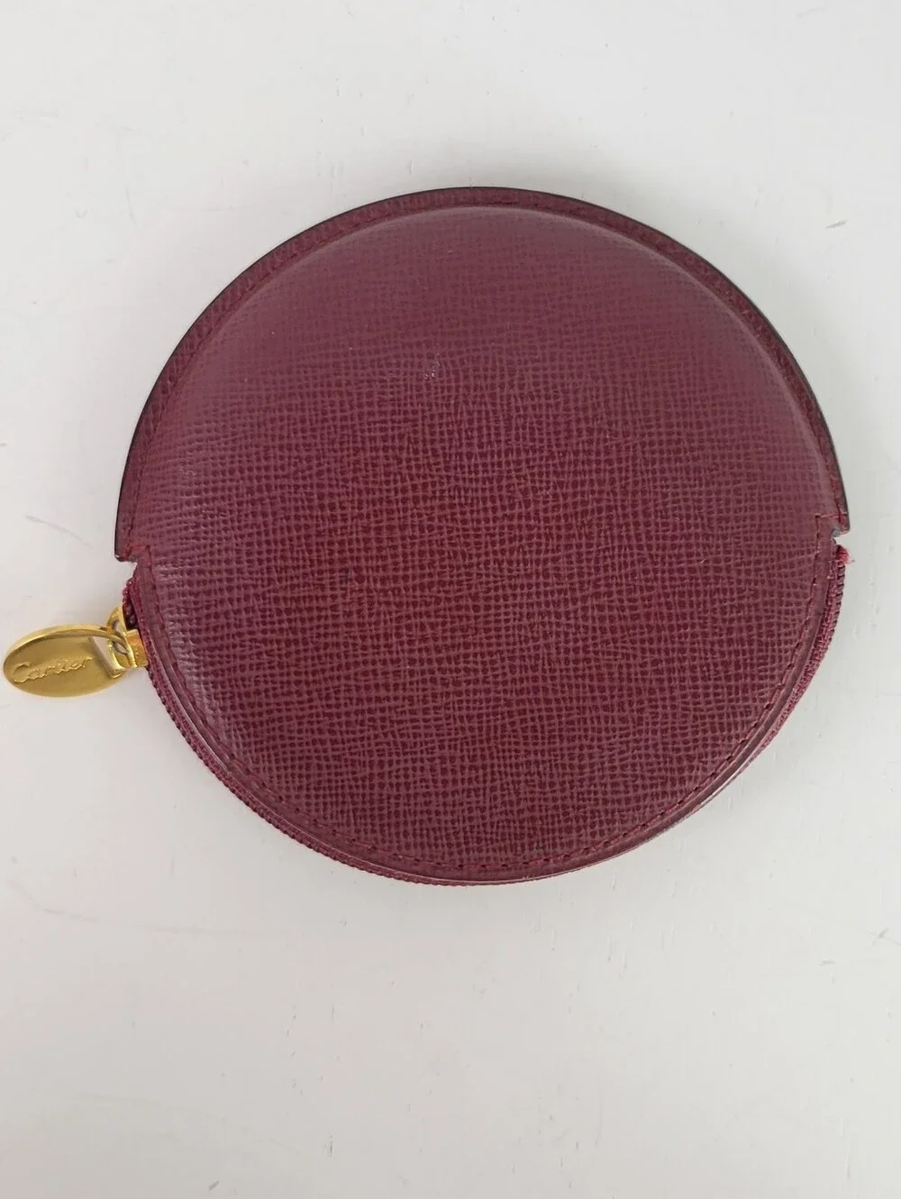 CARTIER Round Zip-Around Leather Coin Purse / Wallet